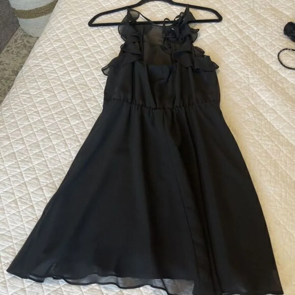 BCBG Generation‎ Women's Ruffled Detail Black Fit and Flare Dress Sz Small